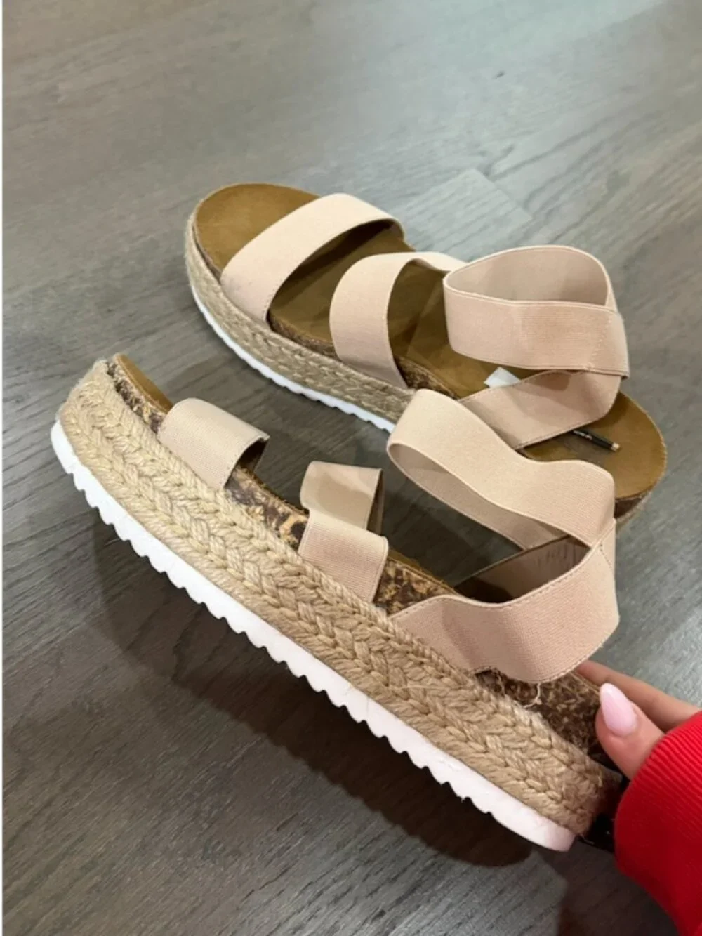 Steve Madden Blush Elastic Espadrille Platform Sandals Size 10